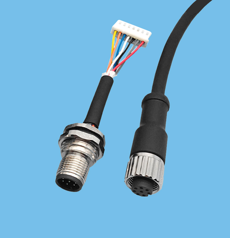 M12 8PIN公母防水IP68 TPU外盖