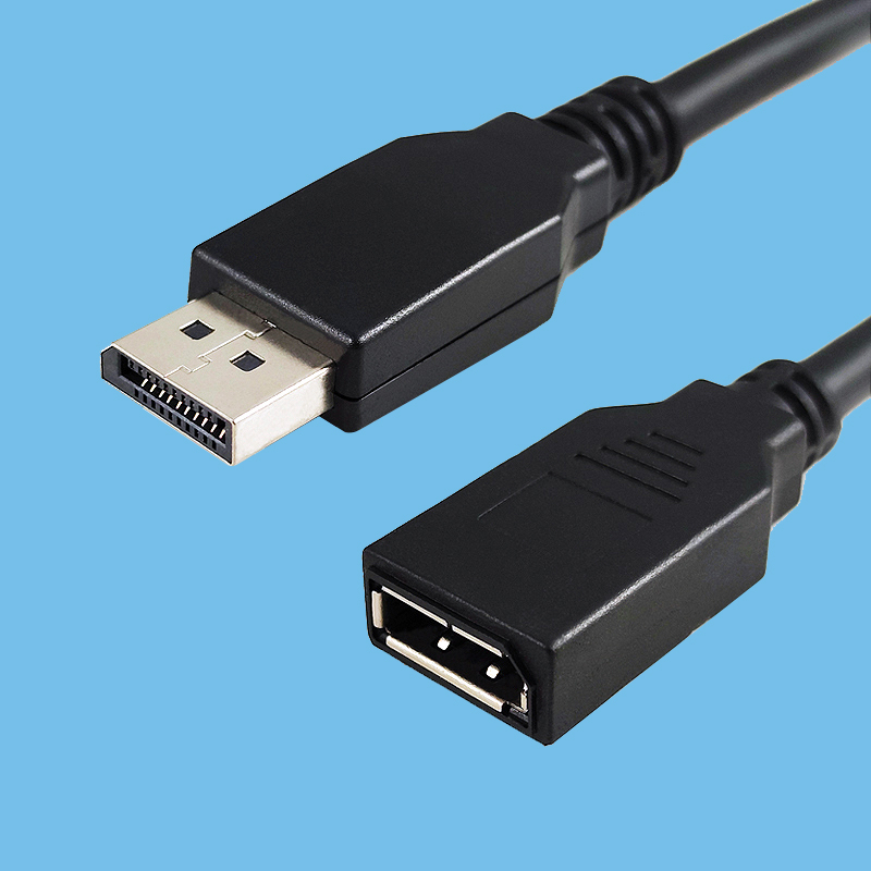 DISPLAYPORT 公-母连接器镀镍外壳尺寸：0.5MT ~ 3.0MT 黑色